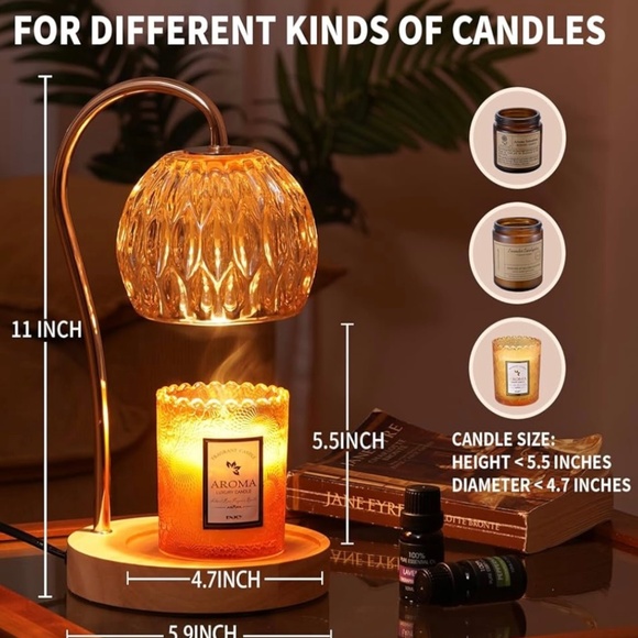 NIB Bealuxur Candle/Wax Melt Warmer Lamp w. 2 Bulbs,Timer & Dimmer - Picture 13 of 14